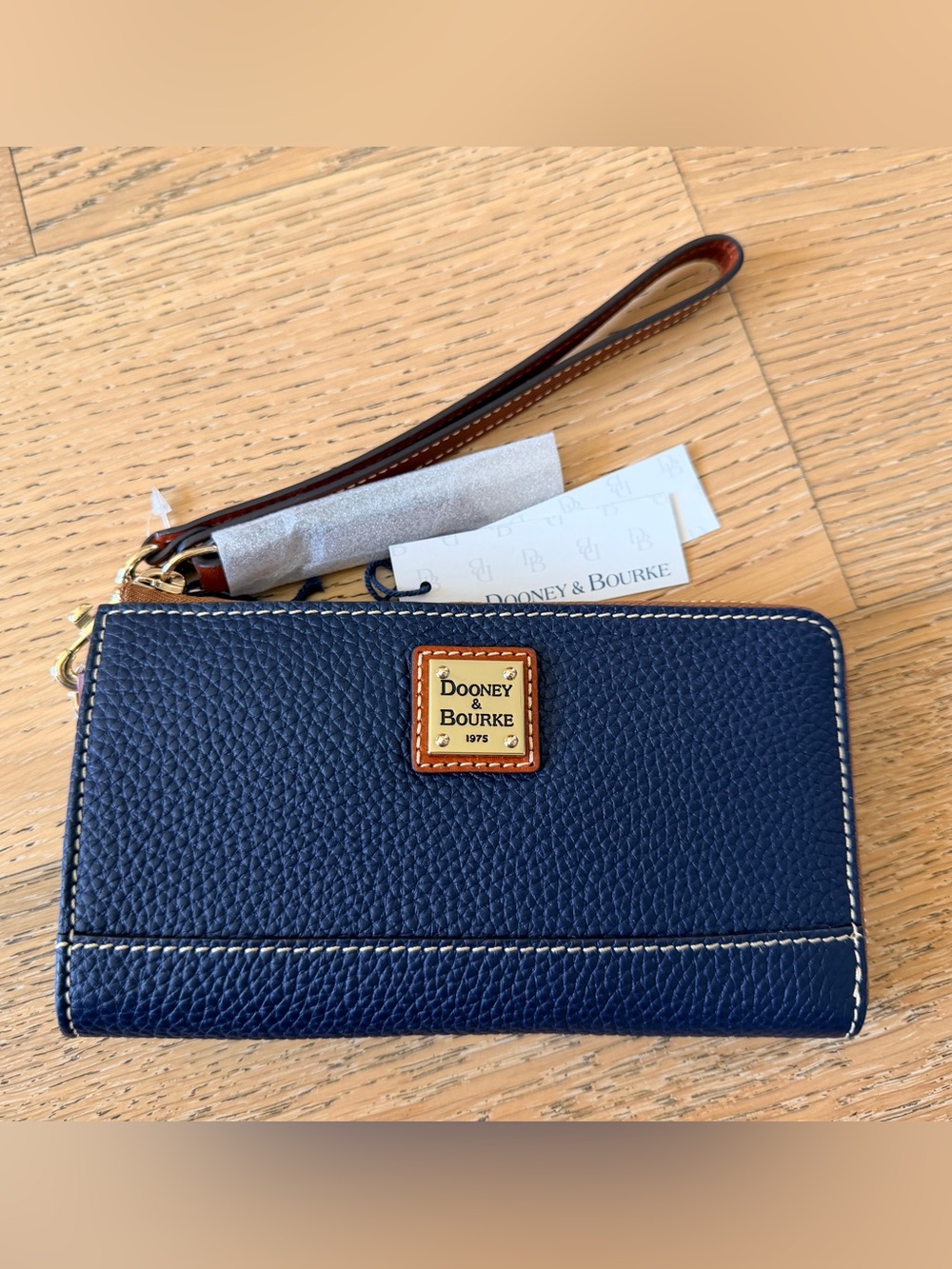 Dooney & Bourke Pebble Grain Folded Zip Wristlet - Midnight Blue (Navy)